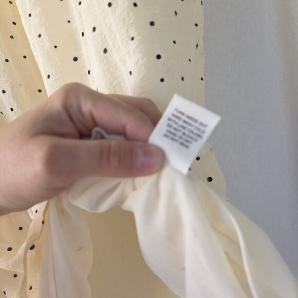 BLU PEPPER Women's Size M Babydoll Mini Dress Tiered Cream Black Polka Dot New - Picture 5 of 10